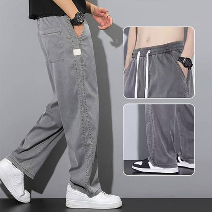 Pantalon de loisirs respirant et polyvalent en Tencel pour hommes avec jambe large
