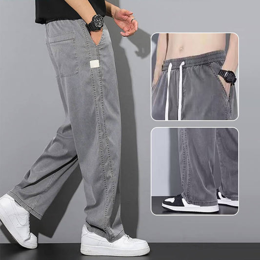 Pantalon de loisirs respirant et polyvalent en Tencel pour hommes avec jambe large