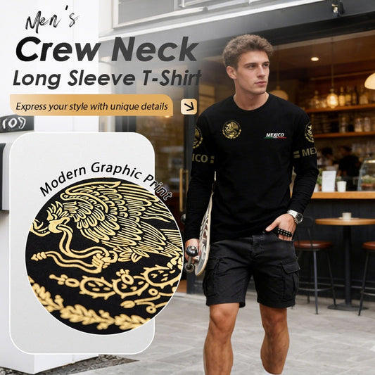 T-shirt à col rond à manches longues pour homme