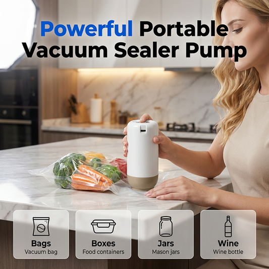 🔋 50 % DE RÉDUCTION🔥 – Pompe électrique portable pour mise sous vide | Élimine l'air en quelques secondes – Permet de conserver les aliments plus longtemps