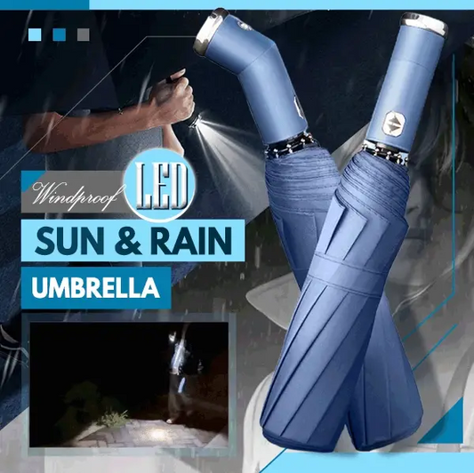🔥VENTE CHAUDE🔥Parapluie LED Coupe-vent Soleil et Pluie