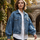 Veste en jean à manches lanternes pour femme
