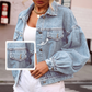 Veste en jean à manches lanternes pour femme