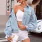 Veste en jean à manches lanternes pour femme