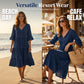 💃 50 % DE RÉDUCTION 🔥 Robe mi-longue pour femme à encolure en V, pompons et jupe évasée – élégante, fantaisiste et parfaite pour toutes les occasions ✨