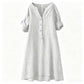 Robe Tunique Femme Décontractée à Col V et Boutons