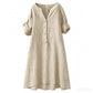 Robe Tunique Femme Décontractée à Col V et Boutons