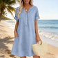 🍂🌸 OFFRE LIMITÉE 50% DE RÉDUCTION! Robe Tunique Indispensable à Col V avec Poches – Mélange de Coton Doux, Facile d’Entretien, Poches des Deux Côtés – Un Basique de Garde-Robe pour Printemps, Été et Superposition en Automne 🧥🧣