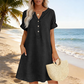 🍂🌸 OFFRE LIMITÉE 50% DE RÉDUCTION! Robe Tunique Indispensable à Col V avec Poches – Mélange de Coton Doux, Facile d’Entretien, Poches des Deux Côtés – Un Basique de Garde-Robe pour Printemps, Été et Superposition en Automne 🧥🧣