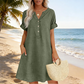 🍂🌸 OFFRE LIMITÉE 50% DE RÉDUCTION! Robe Tunique Indispensable à Col V avec Poches – Mélange de Coton Doux, Facile d’Entretien, Poches des Deux Côtés – Un Basique de Garde-Robe pour Printemps, Été et Superposition en Automne 🧥🧣