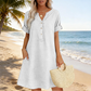 🍂🌸 OFFRE LIMITÉE 50% DE RÉDUCTION! Robe Tunique Indispensable à Col V avec Poches – Mélange de Coton Doux, Facile d’Entretien, Poches des Deux Côtés – Un Basique de Garde-Robe pour Printemps, Été et Superposition en Automne 🧥🧣