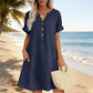 🍂🌸 OFFRE LIMITÉE 50% DE RÉDUCTION! Robe Tunique Indispensable à Col V avec Poches – Mélange de Coton Doux, Facile d’Entretien, Poches des Deux Côtés – Un Basique de Garde-Robe pour Printemps, Été et Superposition en Automne 🧥🧣
