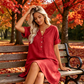 🍂🌸 OFFRE LIMITÉE 50% DE RÉDUCTION! Robe Tunique Indispensable à Col V avec Poches – Mélange de Coton Doux, Facile d’Entretien, Poches des Deux Côtés – Un Basique de Garde-Robe pour Printemps, Été et Superposition en Automne 🧥🧣