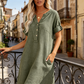 🍂🌸 OFFRE LIMITÉE 50% DE RÉDUCTION! Robe Tunique Indispensable à Col V avec Poches – Mélange de Coton Doux, Facile d’Entretien, Poches des Deux Côtés – Un Basique de Garde-Robe pour Printemps, Été et Superposition en Automne 🧥🧣