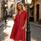 🍂🌸 OFFRE LIMITÉE 50% DE RÉDUCTION! Robe Tunique Indispensable à Col V avec Poches – Mélange de Coton Doux, Facile d’Entretien, Poches des Deux Côtés – Un Basique de Garde-Robe pour Printemps, Été et Superposition en Automne 🧥🧣