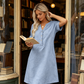🍂🌸 OFFRE LIMITÉE 50% DE RÉDUCTION! Robe Tunique Indispensable à Col V avec Poches – Mélange de Coton Doux, Facile d’Entretien, Poches des Deux Côtés – Un Basique de Garde-Robe pour Printemps, Été et Superposition en Automne 🧥🧣
