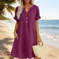 🍂🌸 OFFRE LIMITÉE 50% DE RÉDUCTION! Robe Tunique Indispensable à Col V avec Poches – Mélange de Coton Doux, Facile d’Entretien, Poches des Deux Côtés – Un Basique de Garde-Robe pour Printemps, Été et Superposition en Automne 🧥🧣