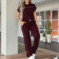 🥳 50 % de réduction ! 🍃 Ensemble deux pièces composé d'un haut à manches courtes confortable et tendance et d'un pantalon élastiqué à cordon