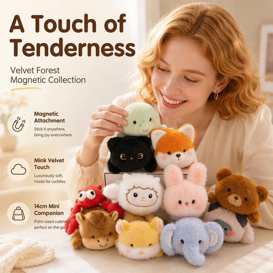 🐱Peluche Aimantée pour Frigo – Velours Vison & PP – Aimant Caché & Toucher Nuage for Décoration