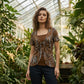 T-shirt deux-pièces imitation en imprimé léopard avec anneaux, pour femme