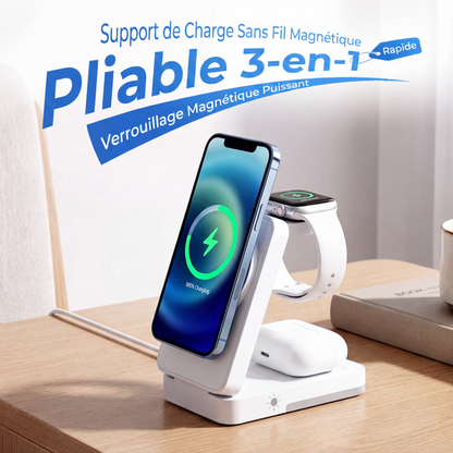 Support de charge sans fil magnétique pliable 3 en 1
