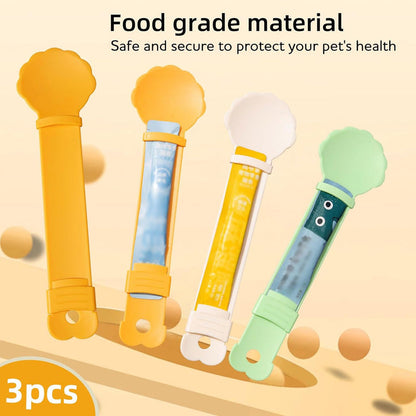 🔥1 acheté 1 offert🐱 Cuillère d’alimentation pour chat sans BPA, compression une main, cuillère large, nourrissage propre ✅