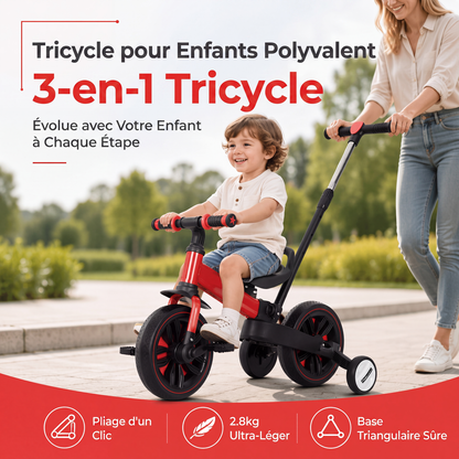 💥 50 % de réduction ! 🚲 Tricycle 3-en-1 pour enfants – poussette, tricycle et draisienne. Léger (2,8 kg) et pliable. Acier au carbone haute résistance, roues en EVA. Pour les enfants de 2 à 6 ans, poids max. 90 kg.