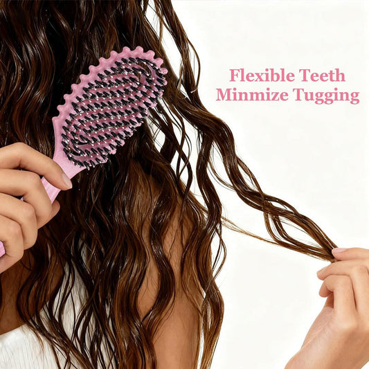 Brosse à poils de sanglier aérée pour cheveux bouclés
