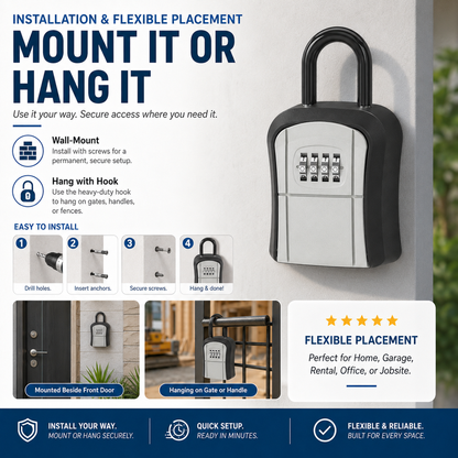 🔐50 % DE RÉDUCTION EN CE MOMENT ! Coffret à clé étanche à fixation murale – Coffret de rangement à combinaison à 4 chiffres