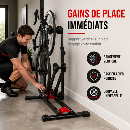 Support de stationnement au sol pour vélo pliable, présentoir à vélo en forme de U à double poteau, adapté aux vélos de route et aux VTT