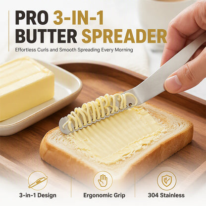 Couteau à beurre et spatule 3-en-1 professionnel en acier inoxydable 304