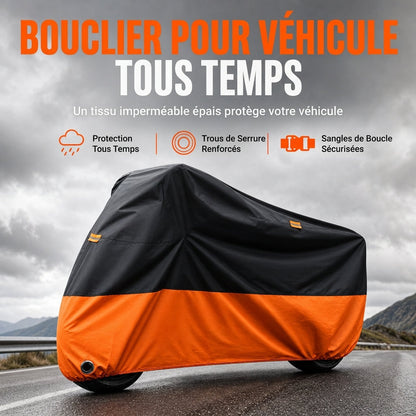 🏍️ PROMO FLASH : 50% DE RÉDUCTION ! 🔒 Housse de moto étanche renforcée avec œillets anti-vol | Protection tous temps contre pluie, UV, poussière pour motocyclette ✨