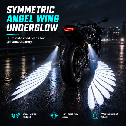📢 50% de Réduction – Feux de Projection LED Ailes d'Ange pour Moto, Éclairage Sol Sécurité Nocturne et Boîtier Aluminium