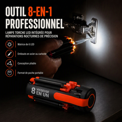 🪛Tournevis pliable multi-embouts avec LED