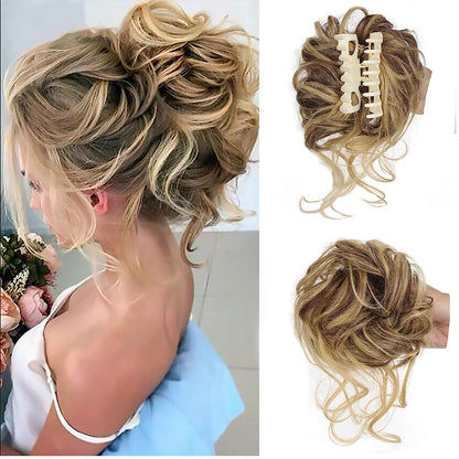 💥Hot Sale 💥- Morceau de cheveux chignon désordonné, postiche queue de cheval chignon bouclé ondulé pour un usage quotidien