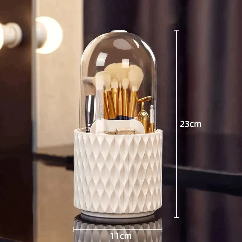 Organisateur de Pinceaux de Maquillage avec Couvercle Rotatif à 360 Degrés Anti-Poussière pour Coiffeuse et Rangement de Salle de Bain Organisateur de Pinceaux de Maquillage avec Couvercle Rotatif à 360 Degrés Anti-Poussière pour Coiffeuse et Rangement de Salle de Bain