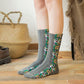 (5 paires) Chaussettes florales brodées vintage