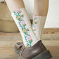 (5 paires) Chaussettes florales brodées vintage