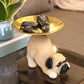 [Cadeaux Créatifs] Plateau de Rangement pour Clés avec Statue de Chien en Résine