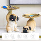 [Cadeaux Créatifs] Plateau de Rangement pour Clés avec Statue de Chien en Résine
