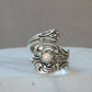 Bague Réglable en Forme de Cuillère en Opale Blanche