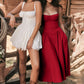 Robe Midi à Bretelles Spaghetti et Corset Plissé avec Pochette
