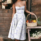 Robe Midi à Bretelles Spaghetti et Corset Plissé avec Pochette