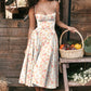 Robe Midi à Bretelles Spaghetti et Corset Plissé avec Pochette
